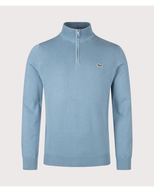 Lacoste Blue Regular Fit Quarter Zip Knit Jumper for men