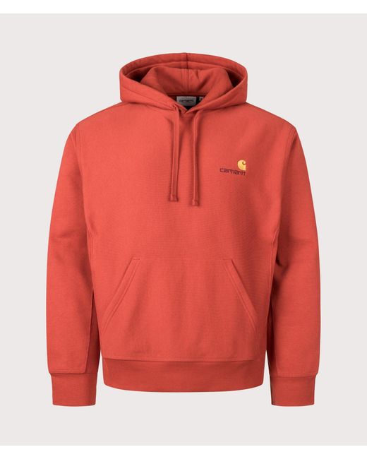 Carhartt Red Loose Fit American Script Hoodie for men