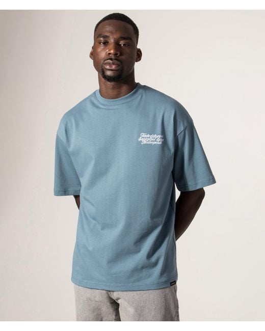 Faded Blue Relaxed Fit Nsc Face T-Shirt for men