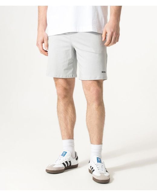 Boss White Regular Fit Unique Lounge Shorts for men