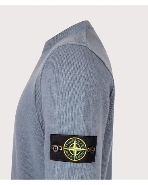 Stone Island Blue Lambswool Crewneck Jumper for men