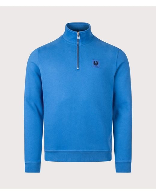 Belstaff Blue Reg Fit Quarter Zip Sweatshirt for men