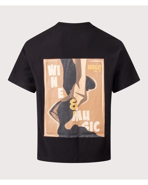 HUGO Black Relaxed Fit Detzi T-Shirt for men