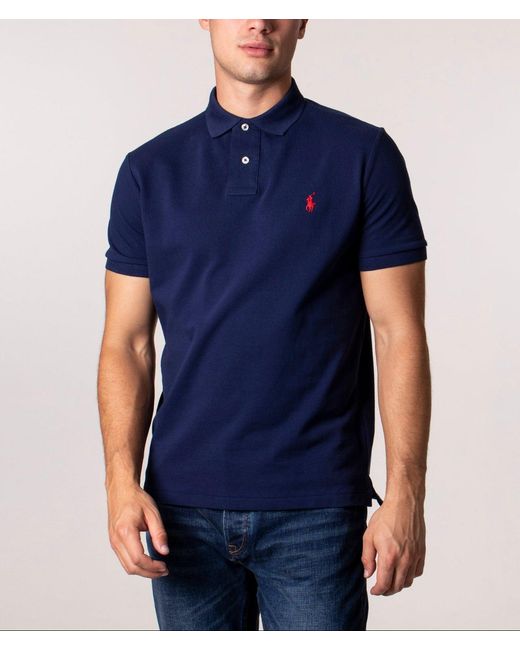 Polo Ralph Lauren Blue Custom Slim Fit Mesh Polo Shirt for men