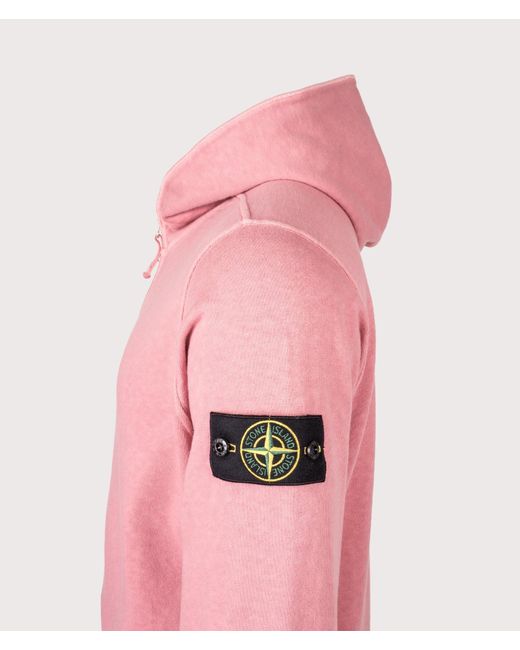 Stone Island Pink Malfilé 'Old' Treatment Full Zip Hoodie for men