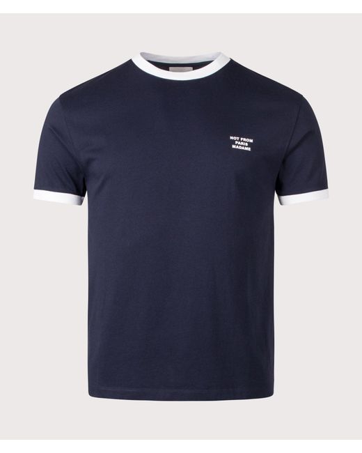 Drole de Monsieur Blue Contrasted Slogan T-Shirt for men