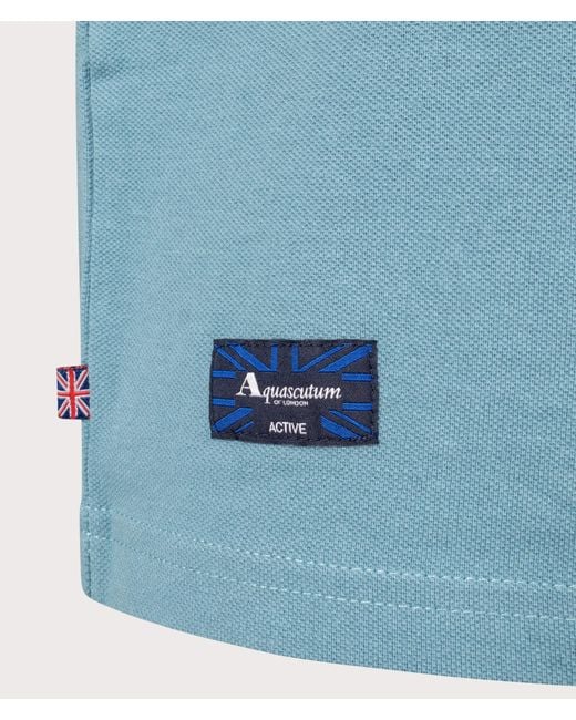 Aquascutum Blue Active Cotton Stripes Dry-fit Polo Shirt for men