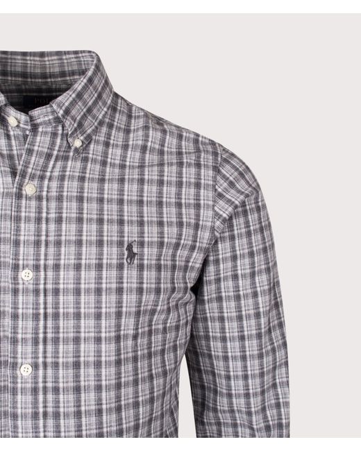 Polo Ralph Lauren Blue Custom Fit Brushed Oxford Shirt for men