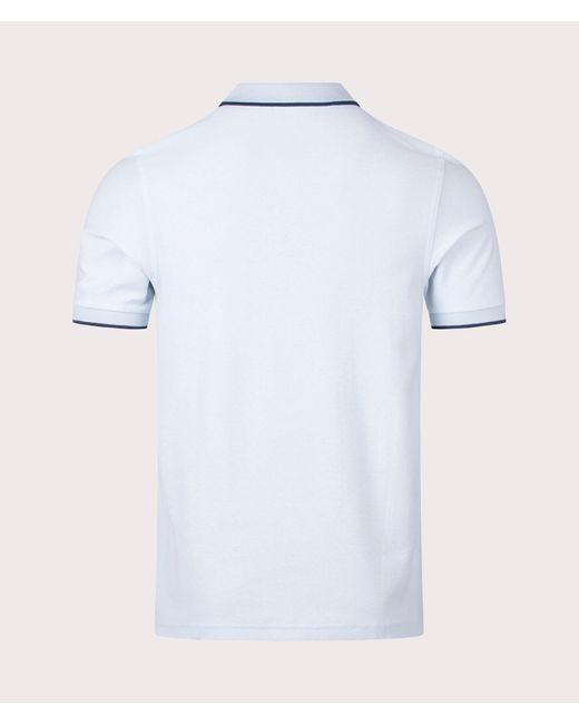 Fred Perry Blue Crepe Pique Zip Neck Polo Shirt for men