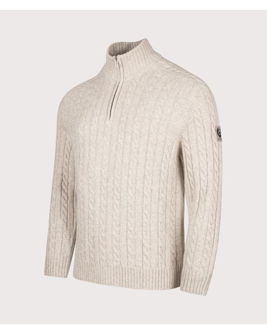 Belstaff Natural Regular Fit Westport Quarter Zip Jumper for men