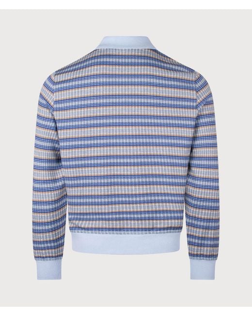 Paul Smith Blue Button Down Textured Stripe Cardigan for men