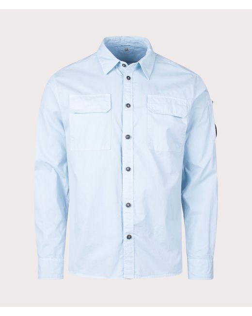 C P Company Blue Gabardine Pocket Shirt for men