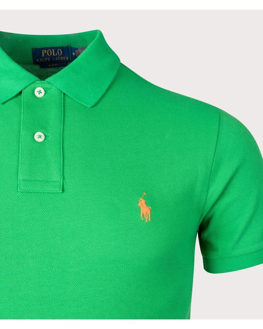 Polo Ralph Lauren Green Slim Fit Mesh Polo Shirt for men