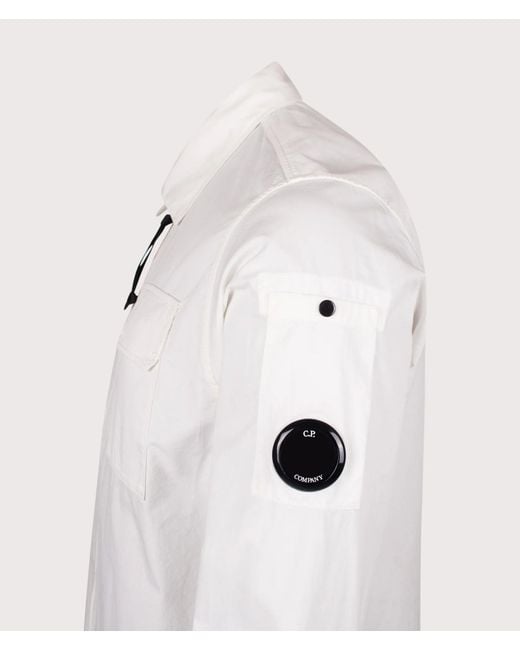 C P Company Natural Organic Gabardine Zipped Lens Overshirt for men