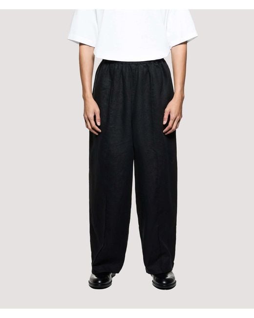 MKI Miyuki-Zoku Black Relaxed Fit Linen Wide Leg Pants for men