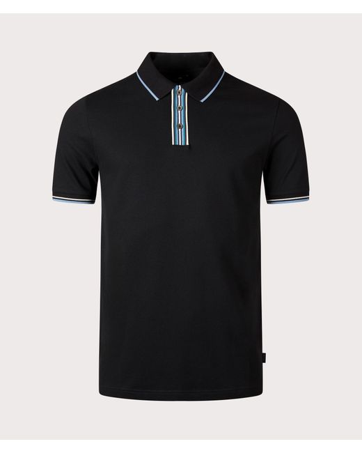 Paul Smith Black Striped Placket Polo Shirt for men