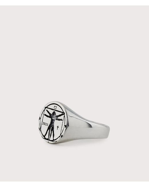 Serge Denimes White Sterling Vitruvian Ring for men