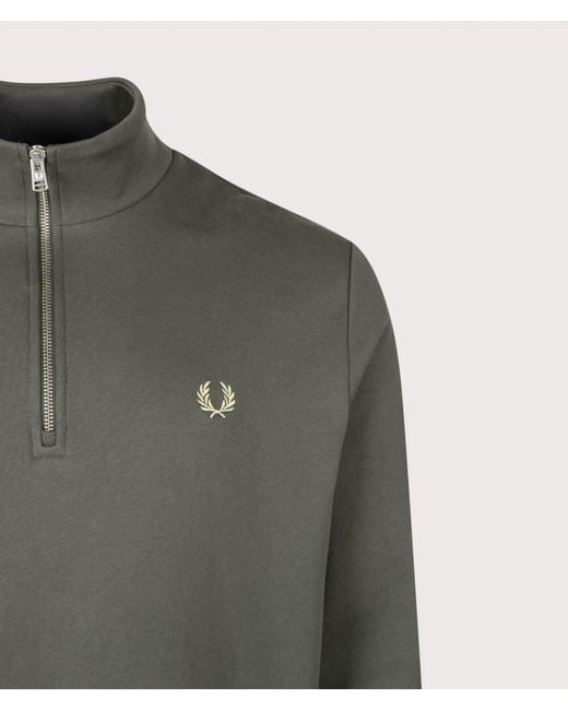 Fred Perry Gray Regular Fit Quarter Zip Sweatshirt for men