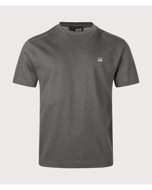 C P Company Gray 20/1 Jersey Plated Logo T-Shirt for men