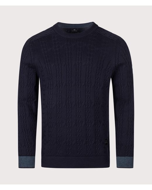 Paul Smith Blue Cable Knit Jumper for men