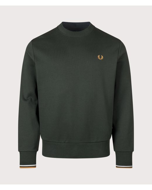 Fred Perry Green Regular Fit Crew Neck Sweatshirt for men