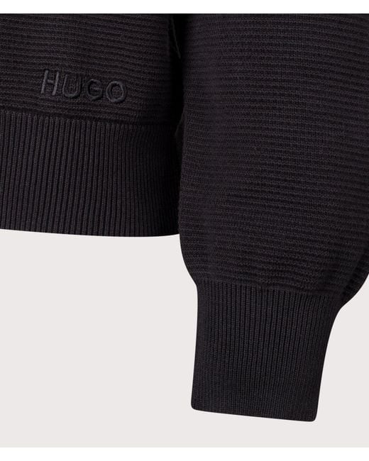 HUGO Blue Relaxed Fit Long Sleeve San Pauley Polo Shirt for men