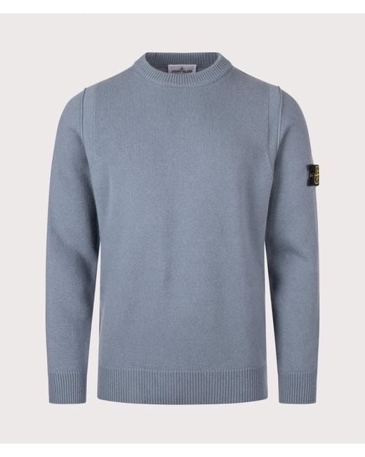 Stone Island Blue Lambswool Crewneck Jumper for men