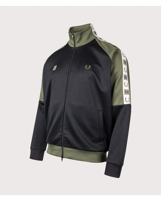 Fred Perry Black Oversized Fit Meyba Taped Raglan Track Jacket for men