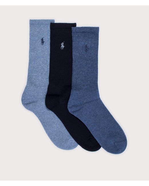 Polo Ralph Lauren Blue Three Pack Of Stretch Crew Socks for men