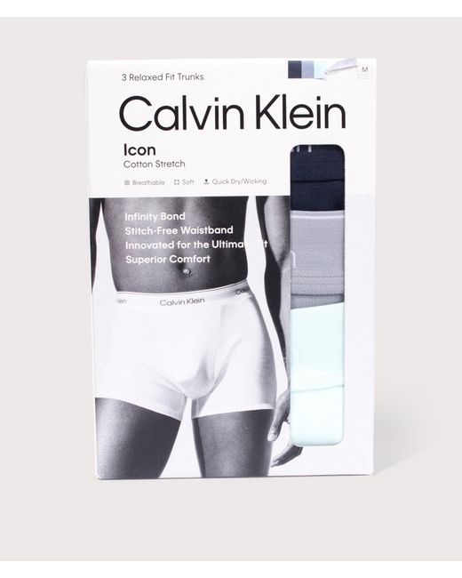 Calvin Klein Blue 3 Pack Relaxed Fit Trunks for men