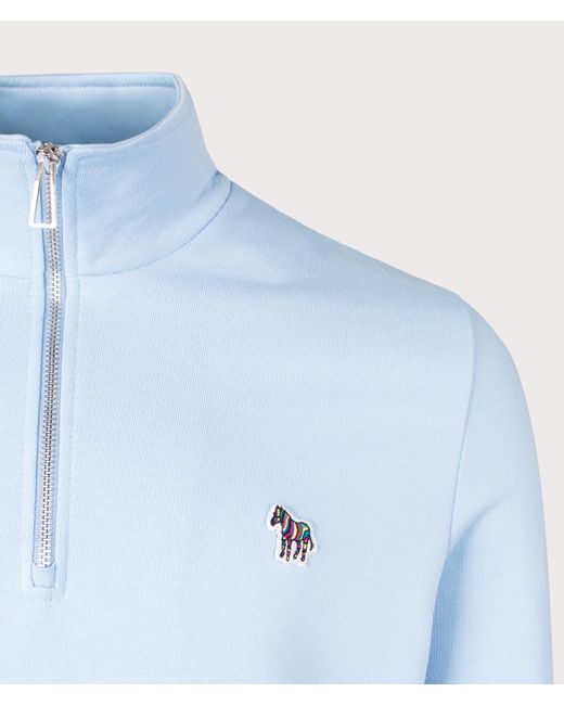 Paul Smith Blue Regular Fit Long Sleeve Quarter Zip Zebra Sweatshirt for men