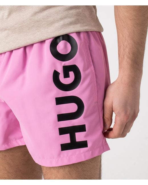 HUGO Pink Abas Lined Swim Shorts for men