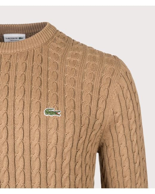Lacoste Brown Regular Fit Cable Knitted Jumper for men