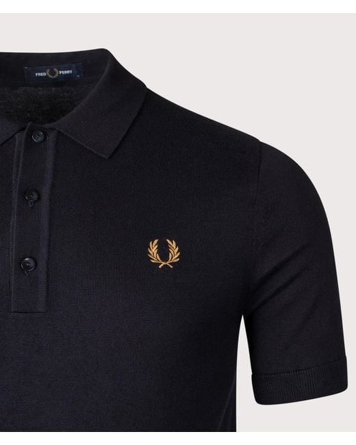 Fred Perry Blue Regular Fit Supima Cotton Knitted Polo Shirt for men