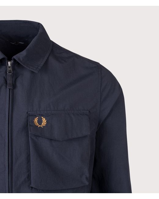 Fred Perry Blue Regular Fit Ripstop Pocket Overshirt for men