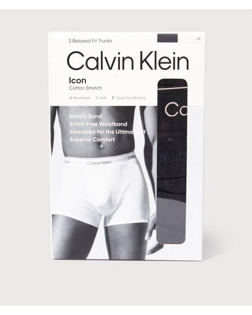 Calvin Klein Black 3 Pack Relaxed Fit Trunks for men