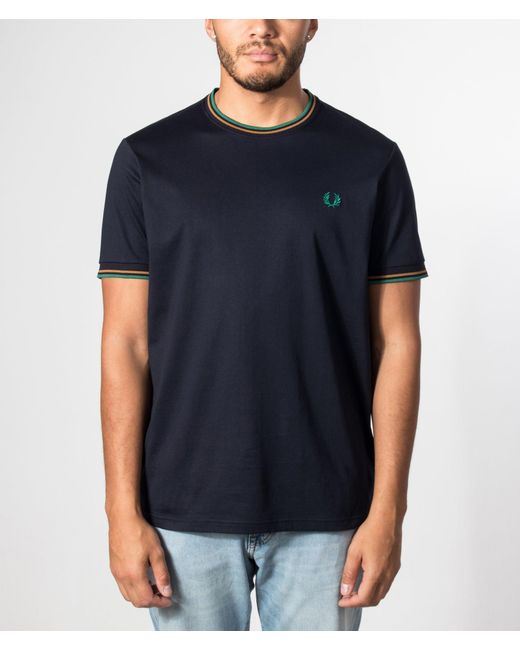 Fred Perry Blue Regular Fit Twin Tipped T-Shirt for men