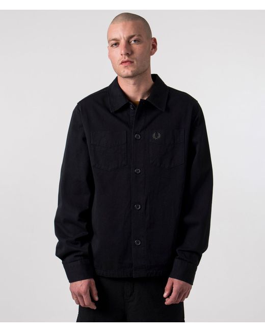 Fred Perry Blue Twill Overshirt for men