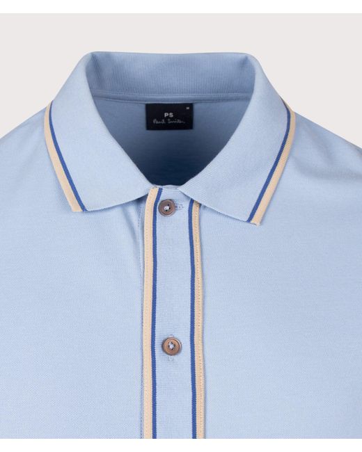 Paul Smith Blue Regular Fit Button Through Polo Shirt for men