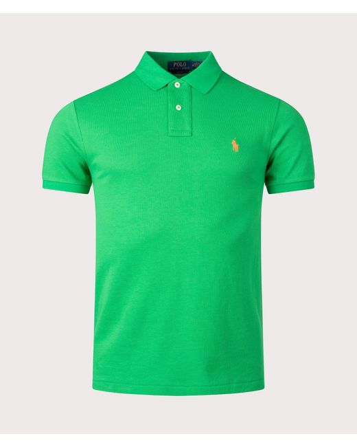 Polo Ralph Lauren Green Slim Fit Mesh Polo Shirt for men