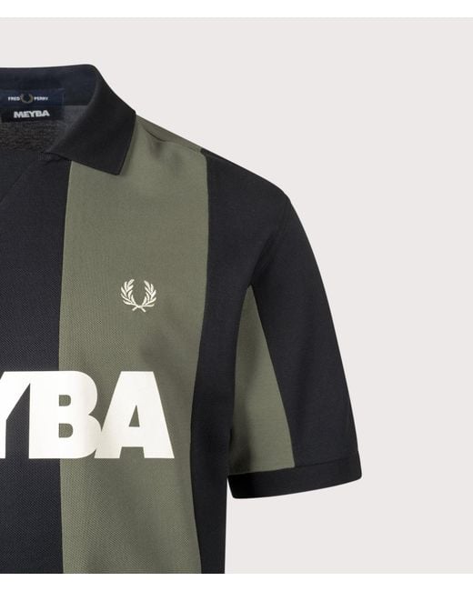 Fred Perry Green Relaxed Fit Meyba Cut And Sew Polo Shirt for men