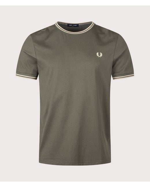 Fred Perry Green Regular Fit Twin Tipped T-Shirt for men