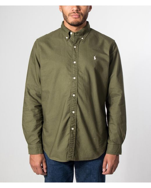 Polo Ralph Lauren Green Custom Fit Garment-Dyed Oxford Shirt for men
