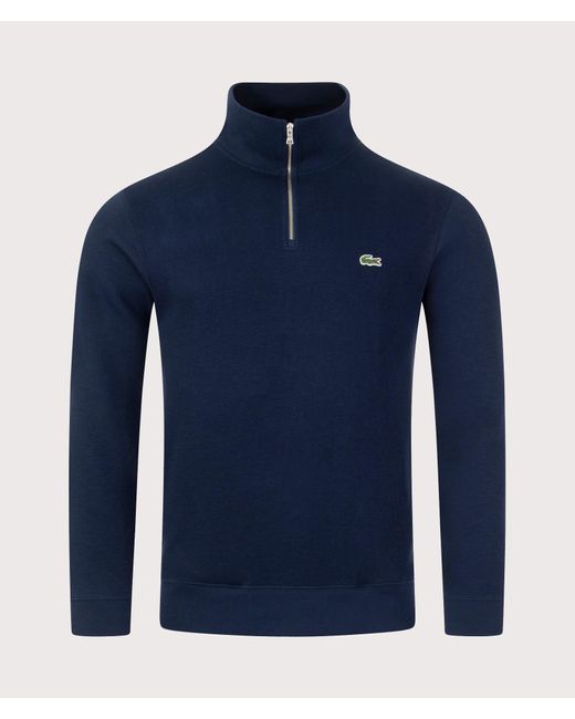 Lacoste Blue Quarter Zip Croc Logo Sweatshirt for men