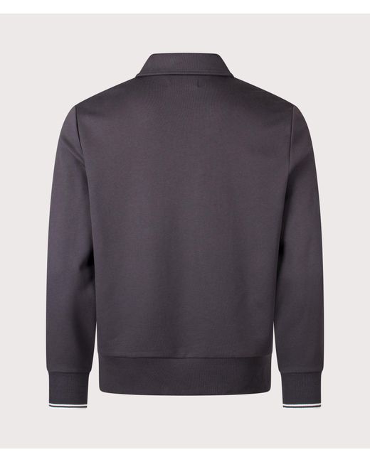 Fred Perry Blue Relaxed Fit Collared Quarter Zip Sweatshirt for men