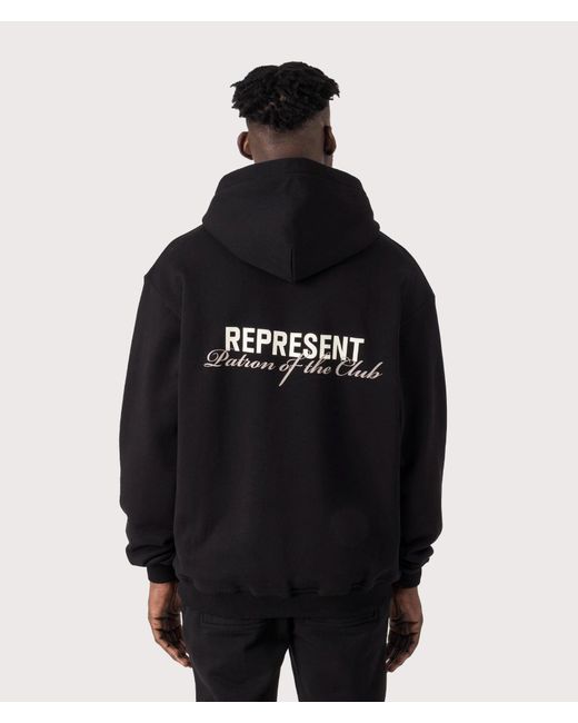 Represent Black Oversized Patron Of The Club Hoodie for men