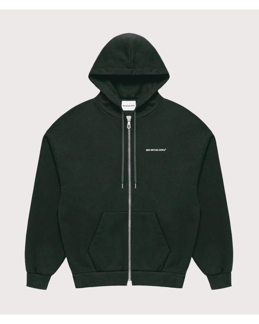MKI Miyuki-Zoku Green Oversized Uniform Zip Through Hoodie for men