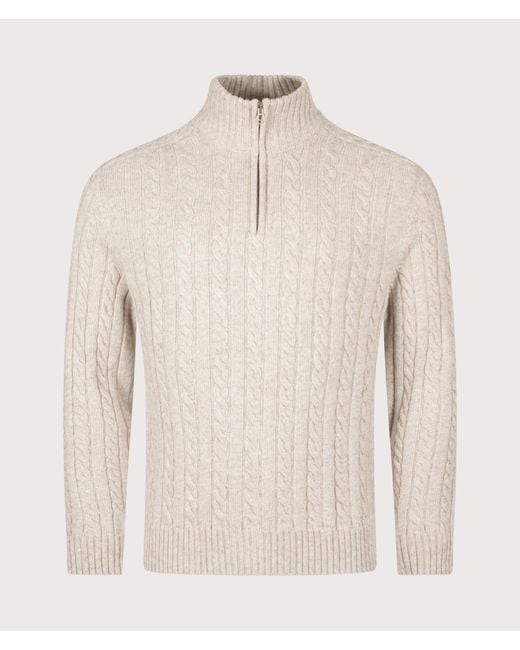 Belstaff Natural Regular Fit Westport Quarter Zip Jumper for men