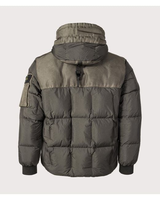 Stone Island Gray Garment Dyed Crinkle Reps Ny Down Jacket for men