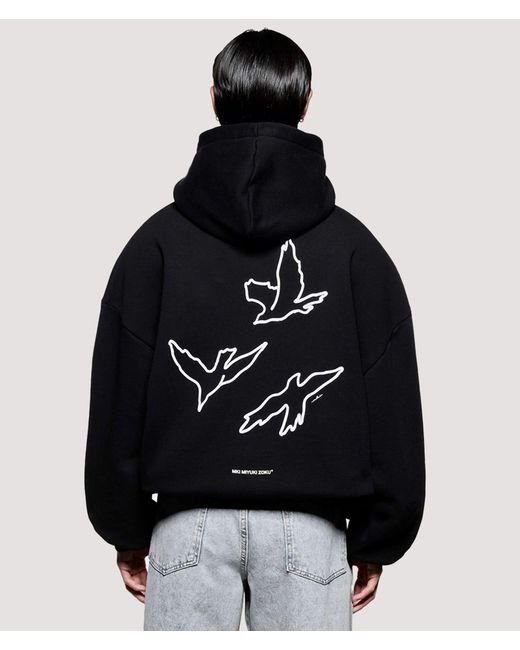 MKI Miyuki-Zoku Black Box Fit Flight Hoodie for men